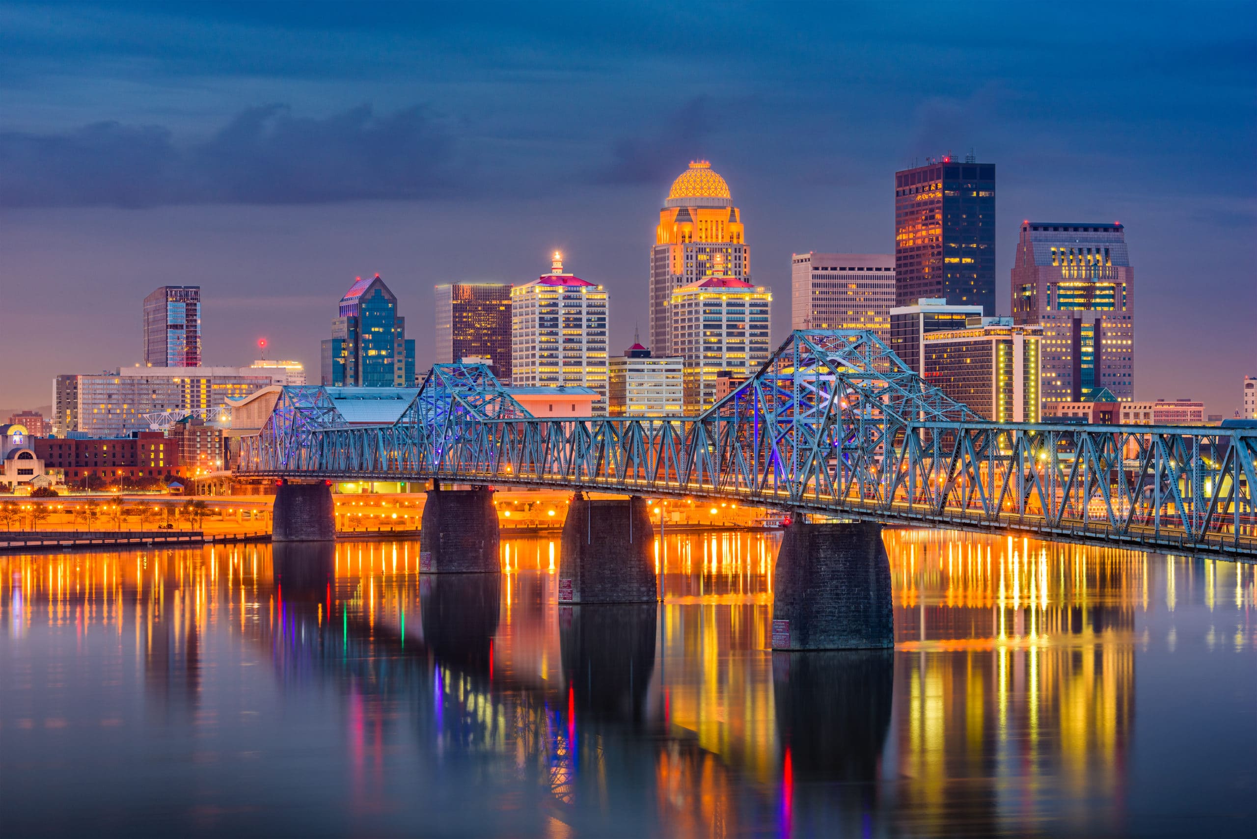 Louisville Kentucky sunset cityscape